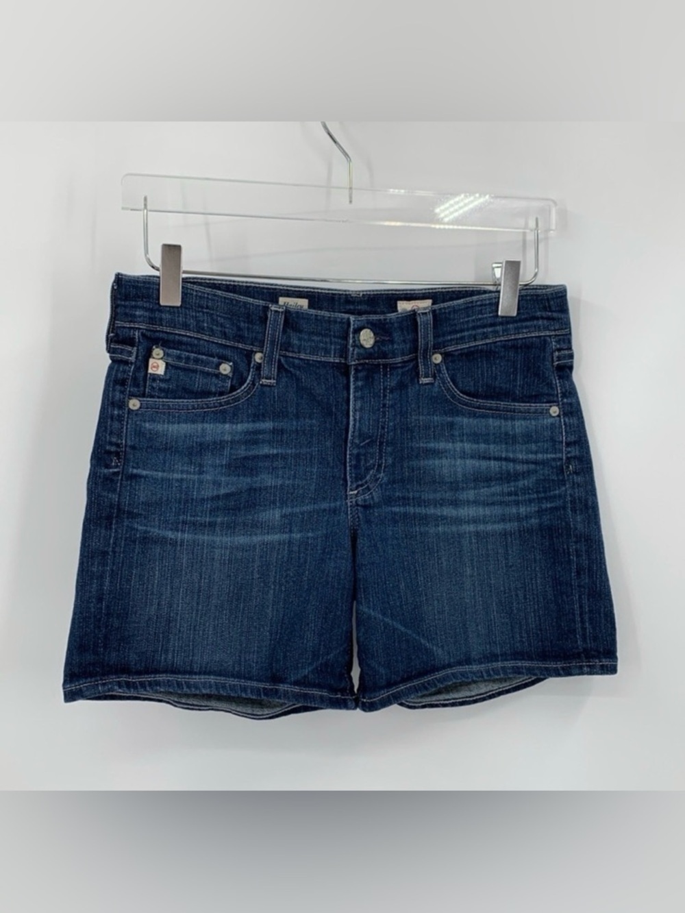 AG Adriano Goldschmied Hailey ex-boyfriend denim jean shorts blue roll-up 26